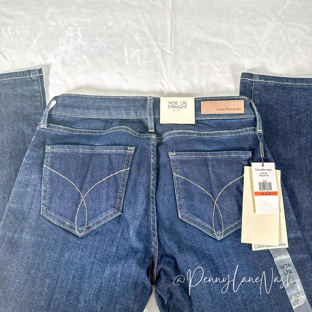 Calvin Klein Jeans Straight-Leg Jeans Dark Blue - Picture 10 of 12